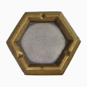 Cenicero hexagonal vintage de latón fundido y aluminio de David Marshall, años 70