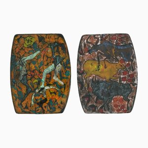 Italienische Keramik Wandfliesen von Elio Schiavon, Venice, Italien, 1960er, 2er Set