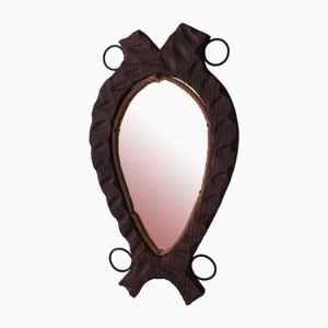 Spanish Brutalist Mirror with Dark Wood Frame, 1960s