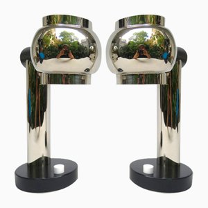 Small Italian Table Lamps in Brass, 1970s, Set of 2