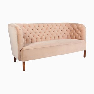 Dänisches Vintage Sofa aus Rosa Samt von Agner Christoffersen, 1940er