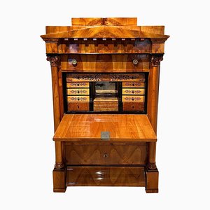 Biedermeier Secretaire in Cherrywood and Maple with Inlays and Brass, South Germany, 1830s