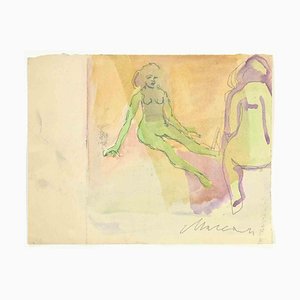 Mino Maccari, Nudes, Watercolor, 1950s