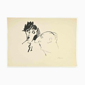 Mino Maccari, Portraits, Ink Drawing, 1950s