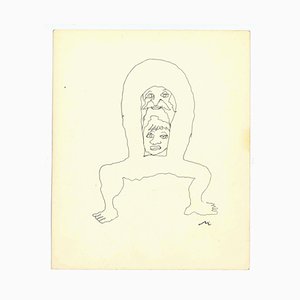 Mino Maccari, Distorted Body, Ink Drawing, 1960s