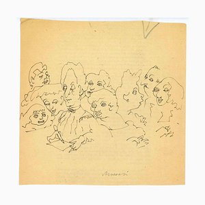 Mino Maccari, Entretien, Dessin à l'encre, 1945