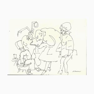 Mino Maccari, Dentistry, Ink Drawing, 1950s