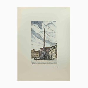 Giuseppe Malandrino, Navona Square, Etching, 1970s