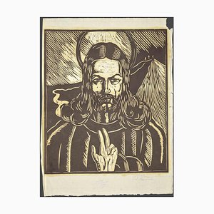 Augusto Monari, Christ, Gravure Sur Bois, Début du 20e Siècle