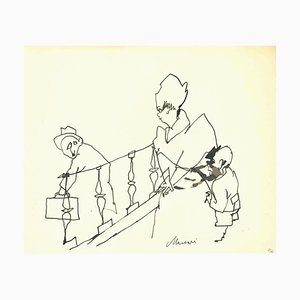 Mino Maccari, La partenza, Disegno a china, anni '60