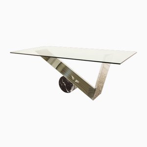 Glass and Chrome Dining Table by Ronald Schmitt