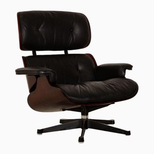 Sessel aus schwarzem Leder von Charles & Ray Eames für Vitra