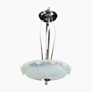 Art Deco Hanging Lamp with Opalin Glass, 1930s