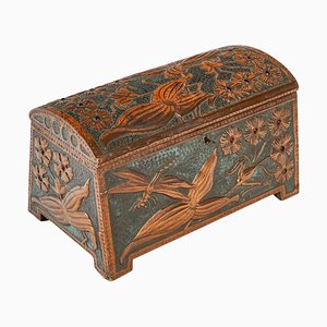 Art Nouveau Pushed Back Copper Box, 1890s