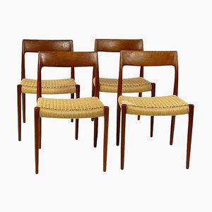 Scandinavian Mod. 77 Dining Chairs in Teak from J.L. Møllers, 1960s, Set of 4