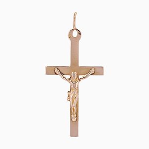 French 18 Karat Rose Gold Christ Cross Pendant