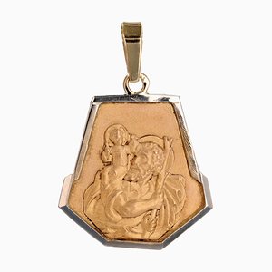 20th Century French 18 Karat Gold Saint Christopher Medal Pendant