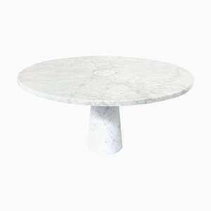 Mesa de comedor Mid-Century moderna de mármol blanco atribuida a Angelo Mangiarotti, Italia, años 70