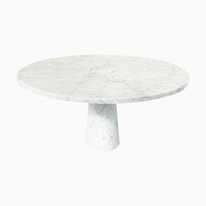 Tavolo da pranzo Mid-Century moderno in marmo bianco attribuito ad Angelo Mangiarotti, Italia, anni '70