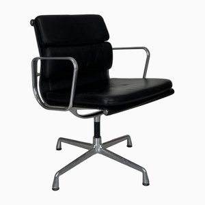 Eames Black Leather Soft Pad Group Chair by Vitra for Herman Miller, 1960s