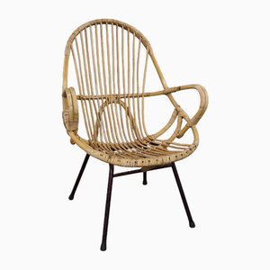 Fauteuil en Rotin avec Accoudoirs, Pays-Bas, 1960s