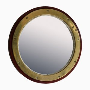 Espejo estilo ojo de buey de cuerda y latón