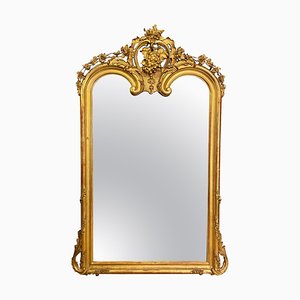 Espejo francés antiguo estilo Luis XV dorado, 1820