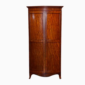 Edwardian Bow Fronted Two Door Wardrobe with Brass Lining, 1900s