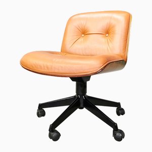 Leather Swivel Chair by Ico & Luisa Parisi for MiM, 1970s
