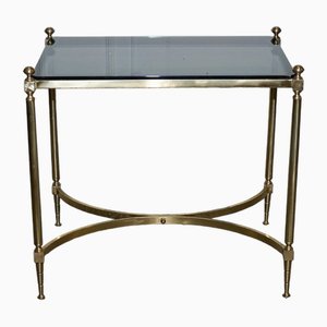 French Hollywood Regency Brass & Smoked Glass Coffee Table, 1960s