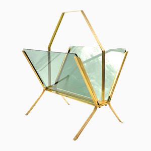 Mid-Century Modern Brass Magazine Rack attributed to Cesare Lacca, Italy, 1950s