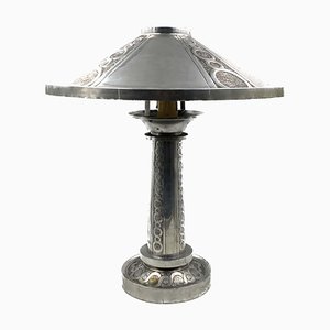 Art Deco Geprägte Tischlampe, Frankreich, 1920er