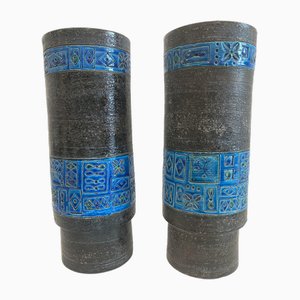 Large Ceramic Vases with Lid attributed to Aldo Londi for Bitossi, Italy, 1960s, Set of 2