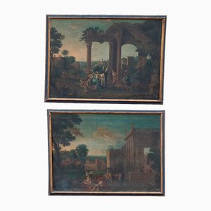 Miracoli di Saint Vincent Ferrer, XVIII secolo, Dipinti a olio su tela, con cornice, set di 2