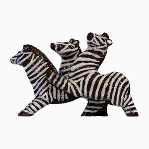 Sculpture Zebras en Grès Vernis par Vicke Lindstrand pour Upsala Ekeby, Suède, 1940s