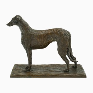 Figura decorativa de perro austriaca antigua de bronce, década de 1900