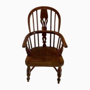 Antique George III Childs Yew Wood Windsor Armchair, 1800s