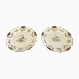 Antique Hand Painted Crescent China Plates, 1920, Set of 2