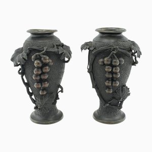 Antique Japanese Meiji Decorative Vases, 1870s, Set of 2