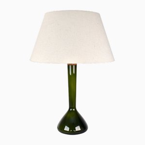 Lámpara de mesa de vidrio en verde oliva de Kastrup Holmegaard
