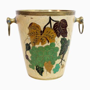 Ice Bucket in Brass and Enamel Details, France, 1960s