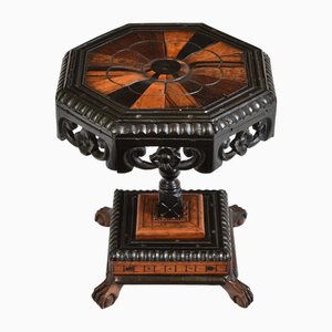 Mesa en miniatura octogonal de ébano y madera
