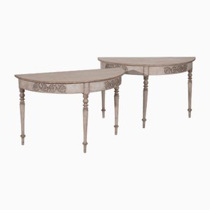 Tables Demi-Lune Gustavienne, 19ème Siècle, Set de 2