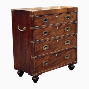 Campaign Chest of Drawers with Brass Handles