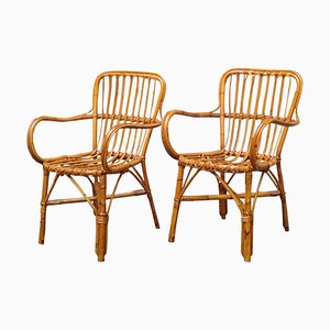 Italienische Rattan Sessel, 1960er, 2er Set