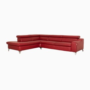 MR 4775 Corner Sofa with Chaise Longue in Red Leather from Musterring