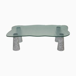 Grey Marble and Textured Glass Coffee Table from Casigliani, 1980s
