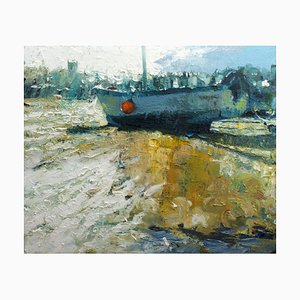 Julian Rowe, Falling Sun Seascape, Oil Painting, 2023