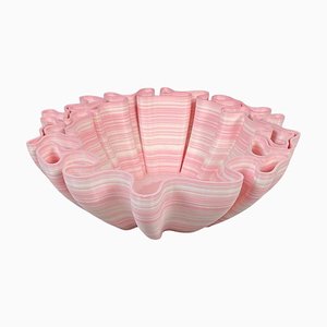 Italian Postmodern Irregular Wavy Pink Plastic Bowl, 2000s