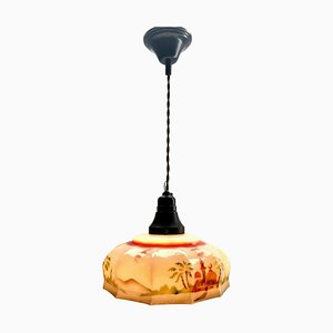 Art Deco Deckenlampe mit Glasschirm, 1930er